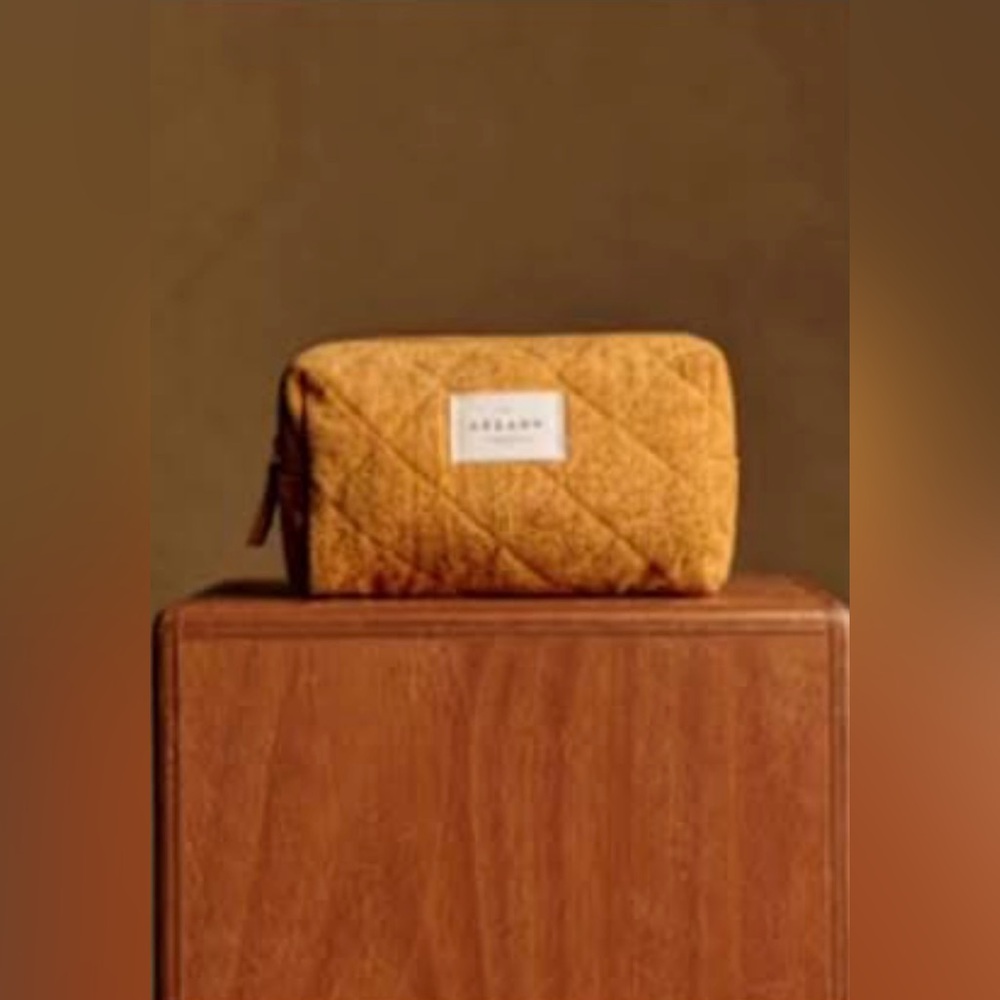 Sezane Quilted Yellow Gold Makeup Bag